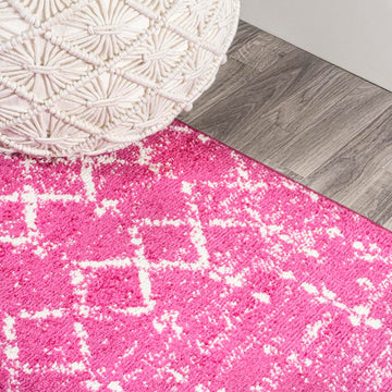 Moroccan Hype Boho Vintage Diamond Area Rug Fuchsia/Ivory